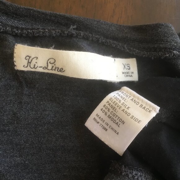 Madewell Silk Basic T Shirt XS Small Black Gray Colorblock Pocket Hi Line Tee - Picture 9 of 9